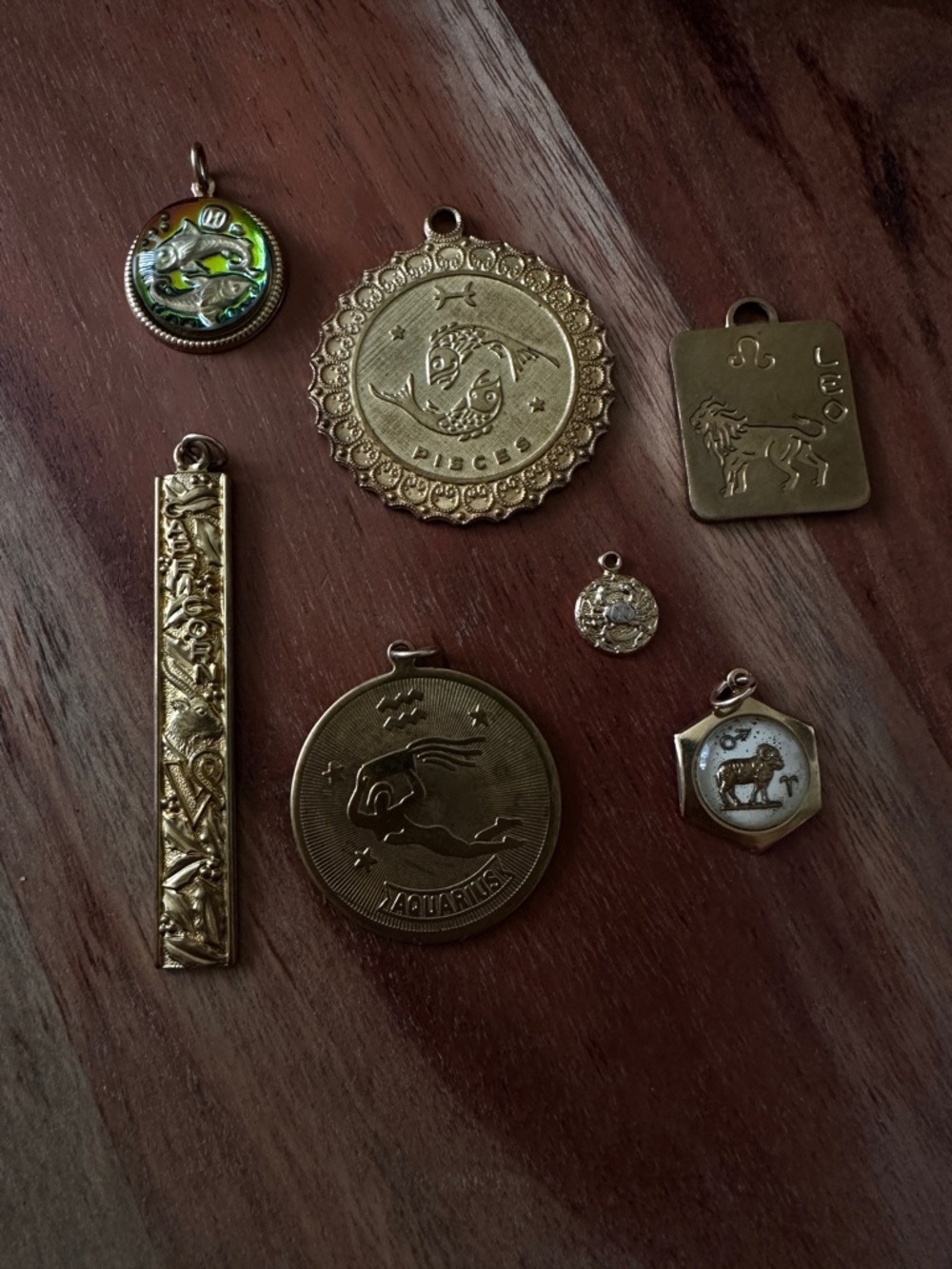 Vintage Zodiac Necklace Pendants Lot in Brass